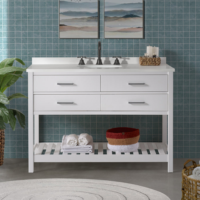 Wade Logan® Leschenault 48" Single Bathroom Vanity Base Only In White